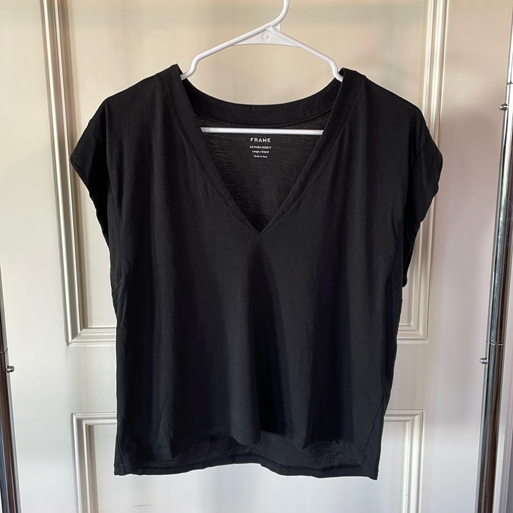 Frame Black T-shirt Le High Rise V